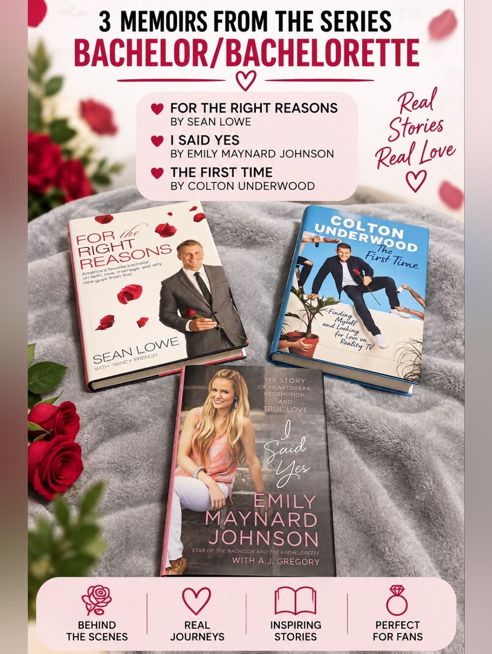 LOT OF 3 BIOGRAPHICAL BOOKS FROM THE BACHELOR/BACHELORETTE FRANCHISE